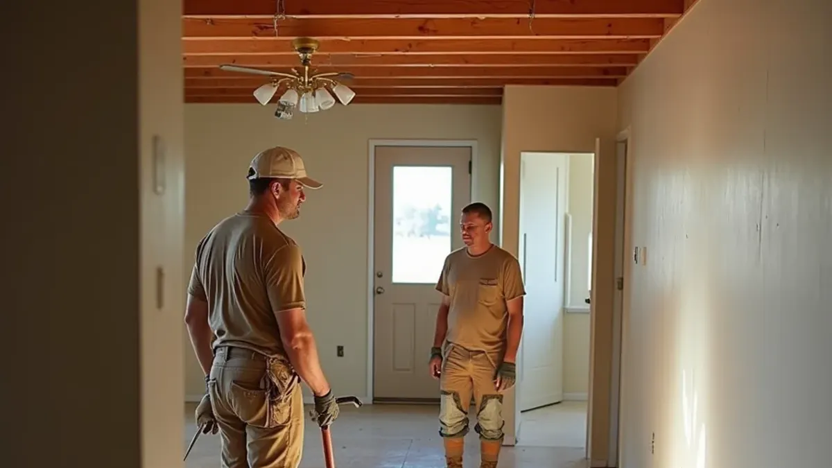 Flooded basement with wet flooring being assessed in an Idaho Falls home