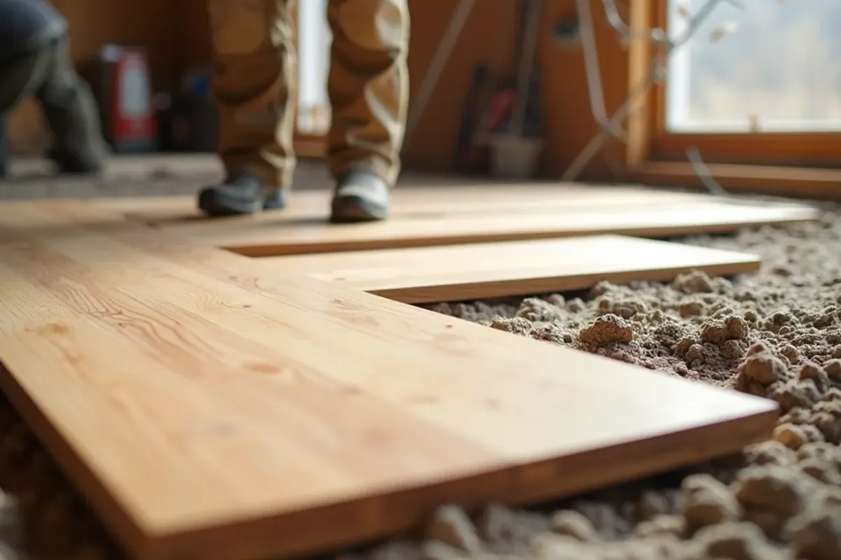 Engineered hardwood floating over a basement slab in East Idaho