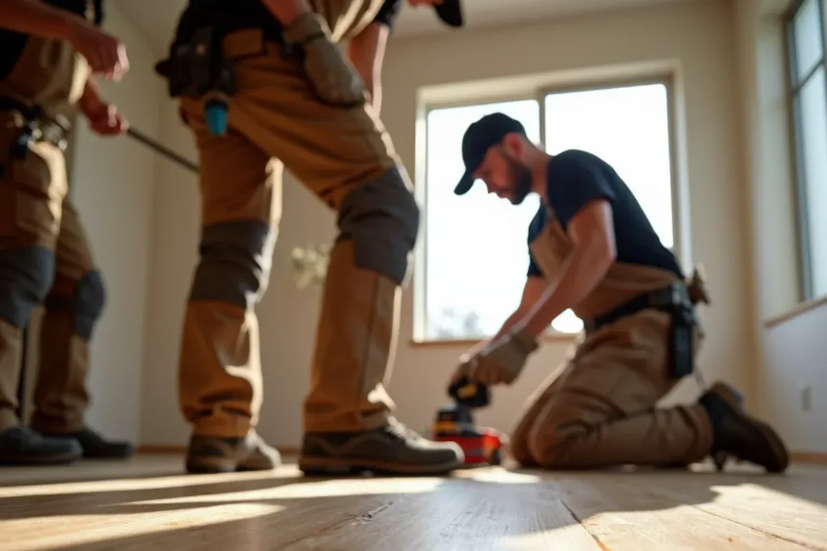 Flooring work scene in a Rigby, Idaho home