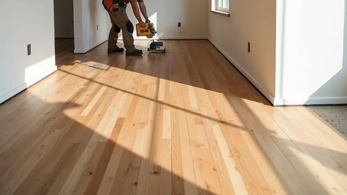 New hardwood blended into an older floor for a room addition in Rigby, Idaho