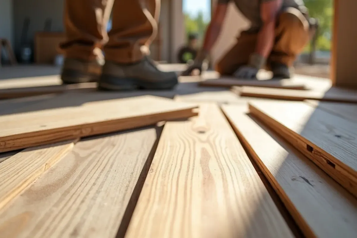 Scope and materials laid out for wood flooring installation in Idaho Falls